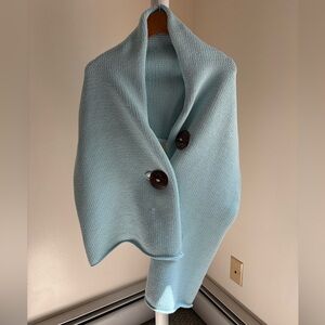 Women’s Powder-Blue Cotton Knit Shawl/Wrap — One Size